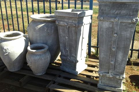 Concrete garden pots and planters